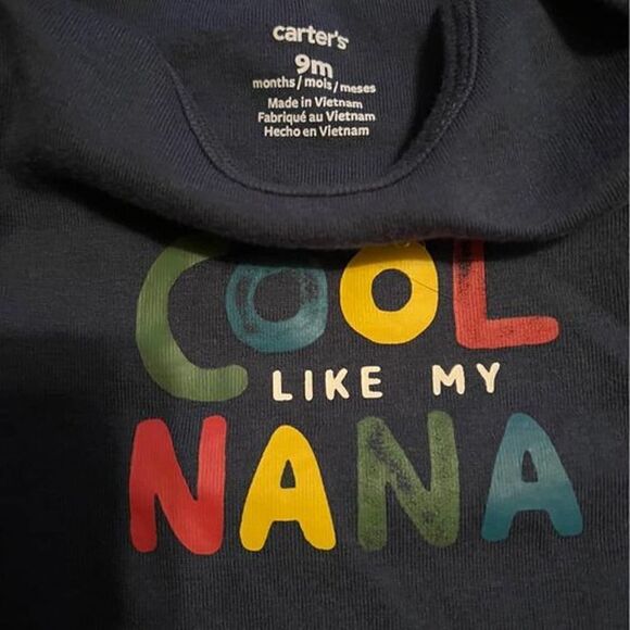 “Cool Like My Nana” Unisex 9m Onesie Carter’s Short Sleeve Navy Blue - Picture 4 of 4